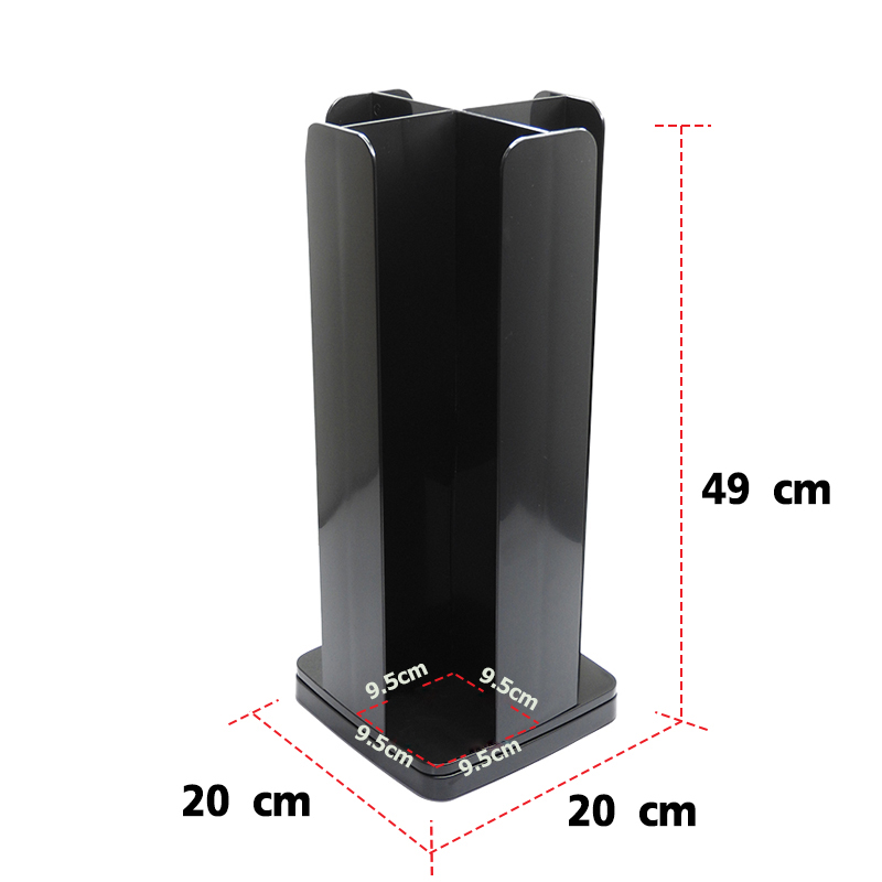 4 Compartment Acrylic Rotating cup and lid dispenser, 360 degree swivel base