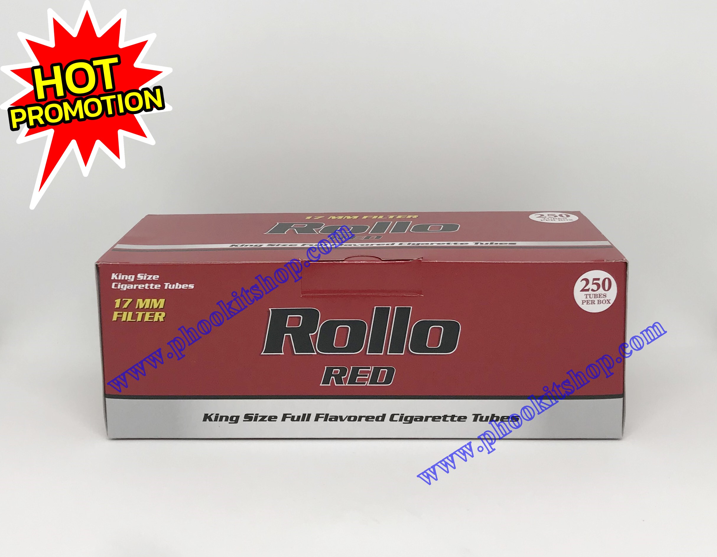 ก้นกรองบุหรี่ ก้นกรองเปล่าบุหรี่ กระดาษมวนเปล่าบุหรี่ Rollo RED 17 mm Filter มวนร้อน จำนวน 250 มวน คุณภาพสูง ราคาพิเศษสุดๆ
