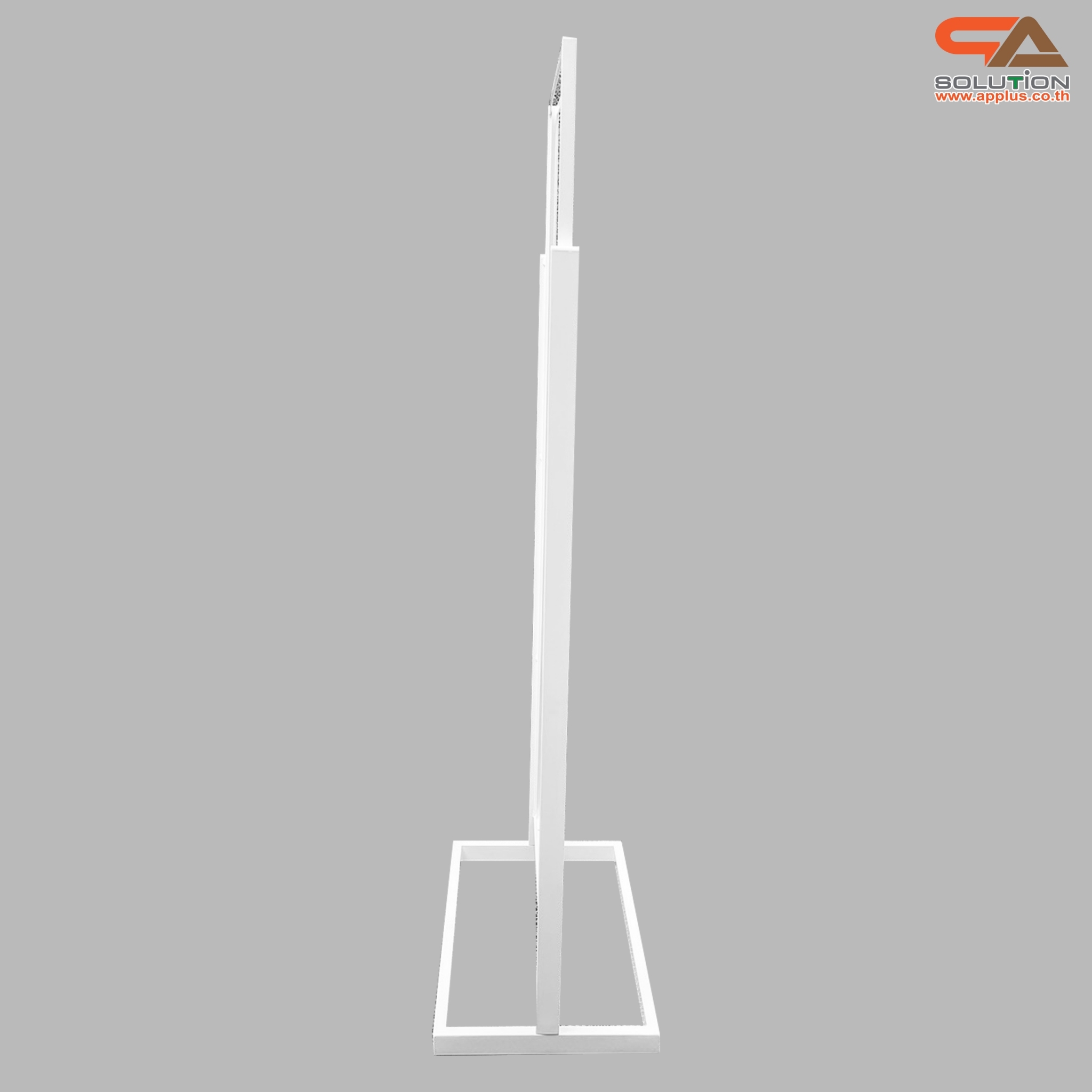 ป้ายตั้งพื้นเหล็ก รุ่นกรอบเดี่ยว สีขาว ขนาด (W)62 × (H)156 cm. สอดงานด้านบน โชว์ภาพ2ด้าน ถอดประกอบได้