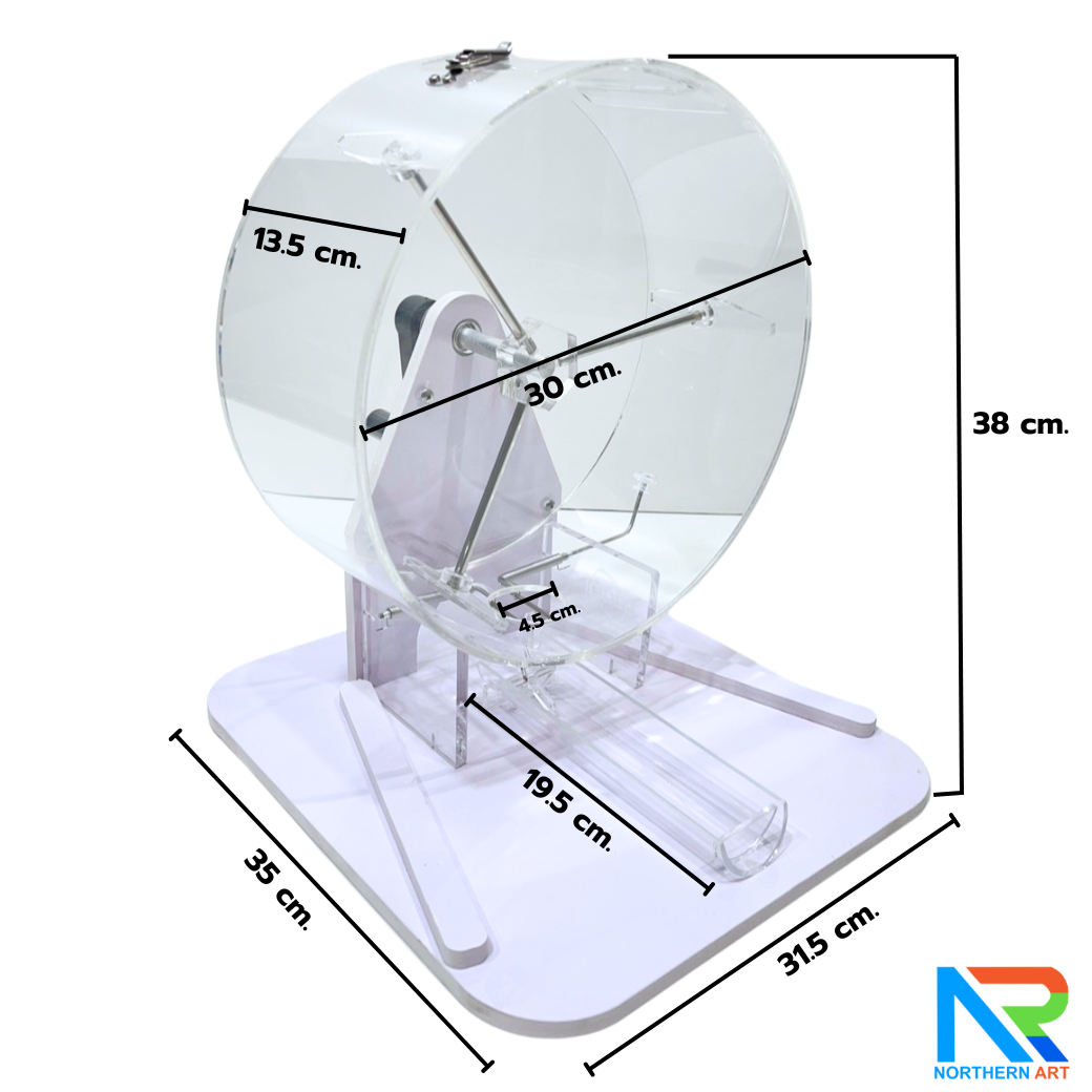 เกมส์จับฉลากมือหมุน ตั้งโต๊ะ ขนาด (W)31.5 X (L)35 X (H)38 cm. หมุนได้ 360 องศา พร้อมลูกบอลตัวเลข 1-60 จำนวน 60 ลูก