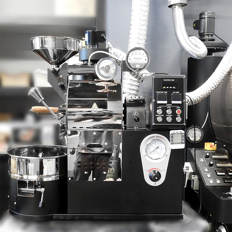 เครื่องคั่วกาแฟ 2 กิโลกรัม แก๊ส มีระบบเชื่อมต่อคอมพิวเตอร์เพื่อควบคุมการคั่ว
