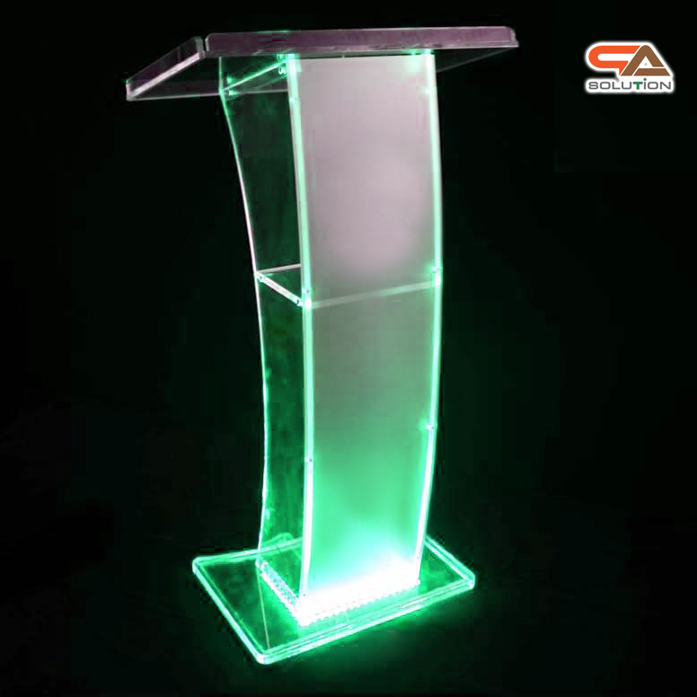 เช่าโพเดียมอะคริลิค LED-02 ขนาด (W) 60 x (L) 40 x (H) 108 cm. เรืองแสงLED เปลี่ยนสีได้ พร้อมรีโมท พร้อมบริการรับ-ส่ง กทมฯและปริมณฑล