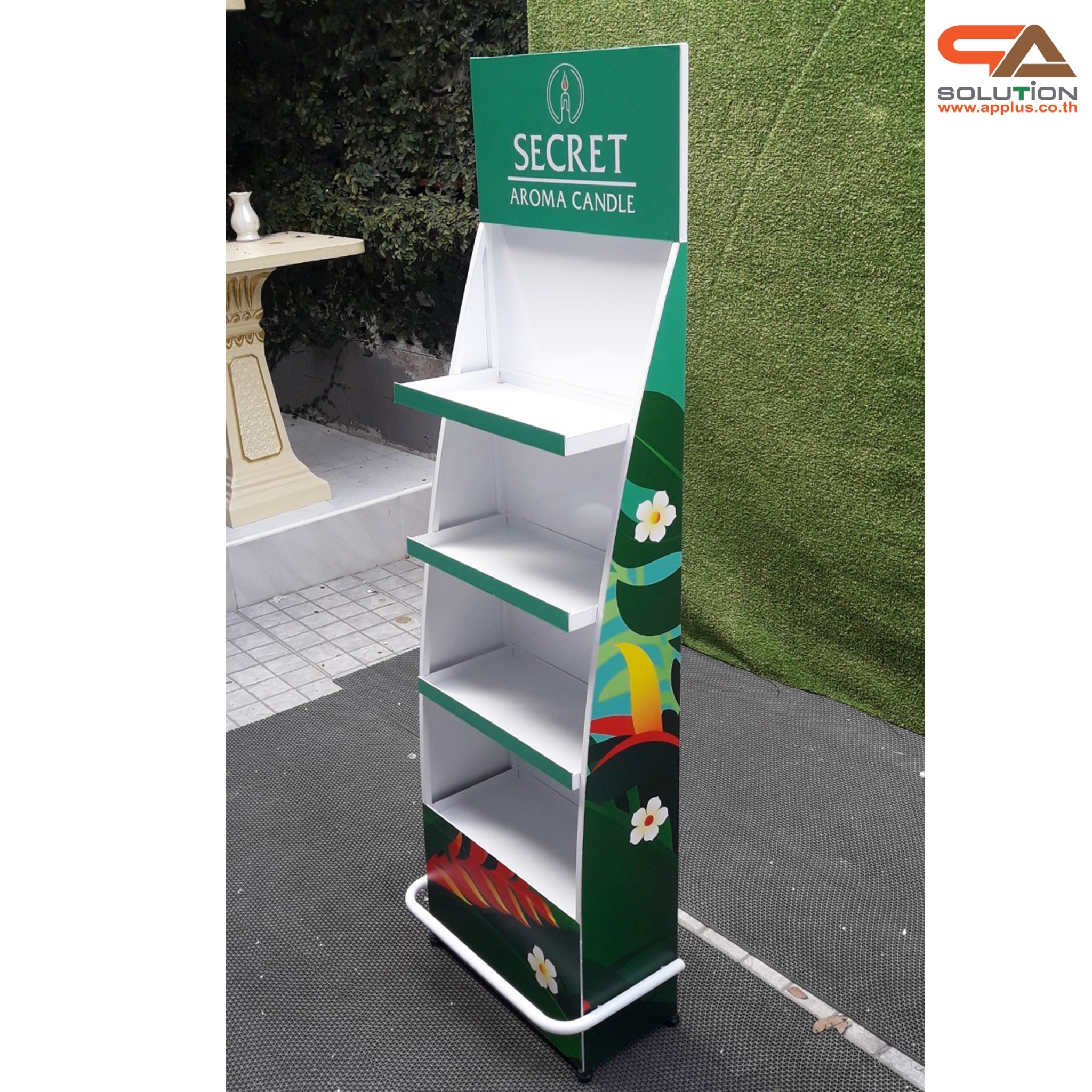 ชั้นวางสินค้าเหล็ก 4 ชั้น ขนาด(W)44 x (D)20 x(H)150 ซม. พร้อมงานพิมพ์ (ถอดประกอบได้)