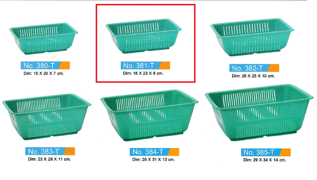 P12372 ตะแกรงเอนกประสงค์ ทรงลึก (18*23*8 cm) เกรดเอ No.381 ราคาขายส่งต่อ 1 โหล: 12 ใบ: เฉลี่ย 25 บต่อใบ