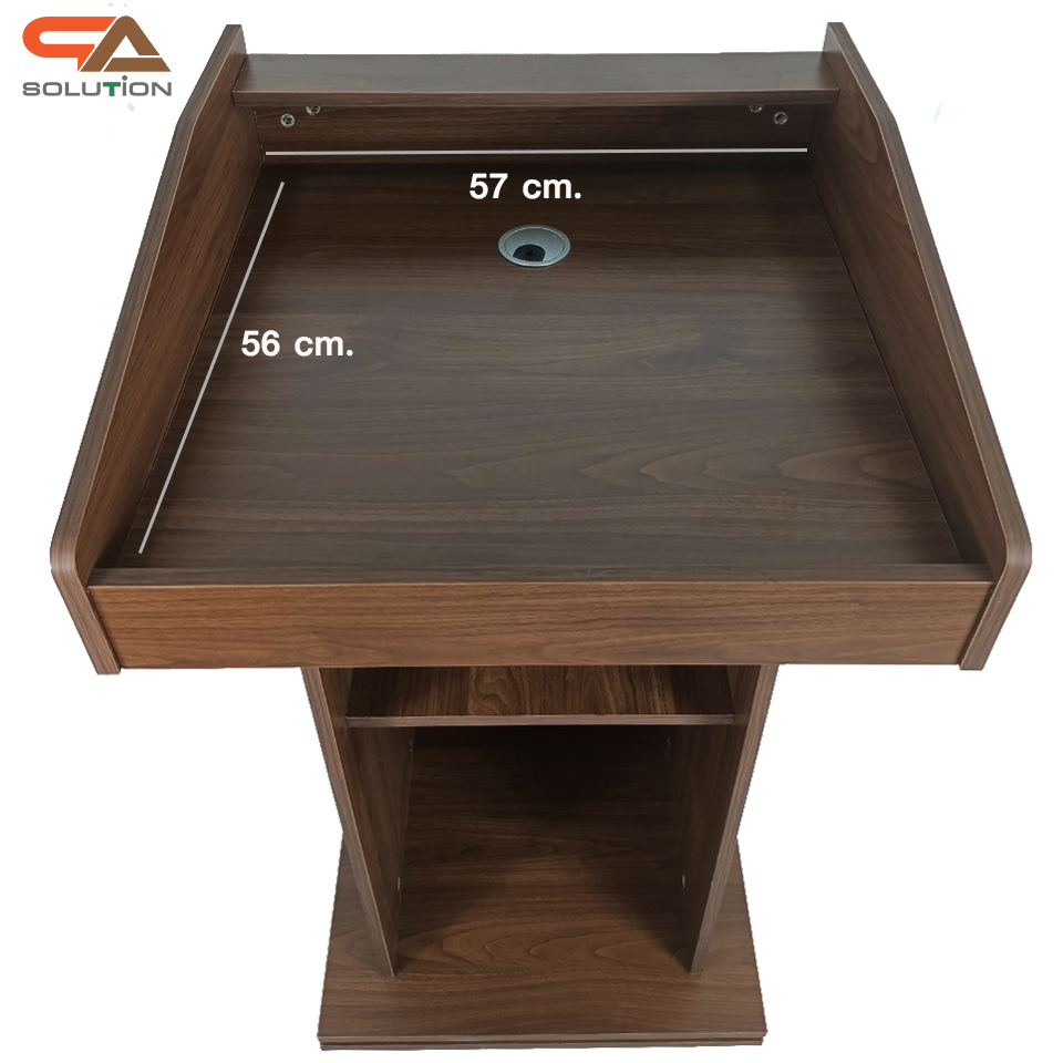 โพเดียมให้เช่า สีโอ๊ค โพเดียมไม้MDF ปิดผิวลายไม้สีบีช ทันสมัย พร้อมบริการรับ-ส่ง กทมฯและปริมณฑล