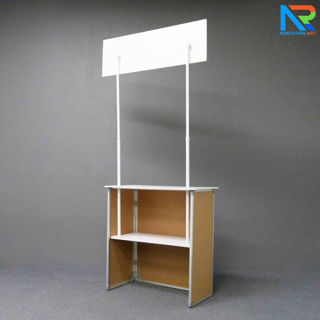 CLEARANCE SALE โต๊ะชงชิม รุ่นไม้ ขนาด (W)80 X (H)190-196 cm. ถอดประกอบได้ มีชั้นวางของ