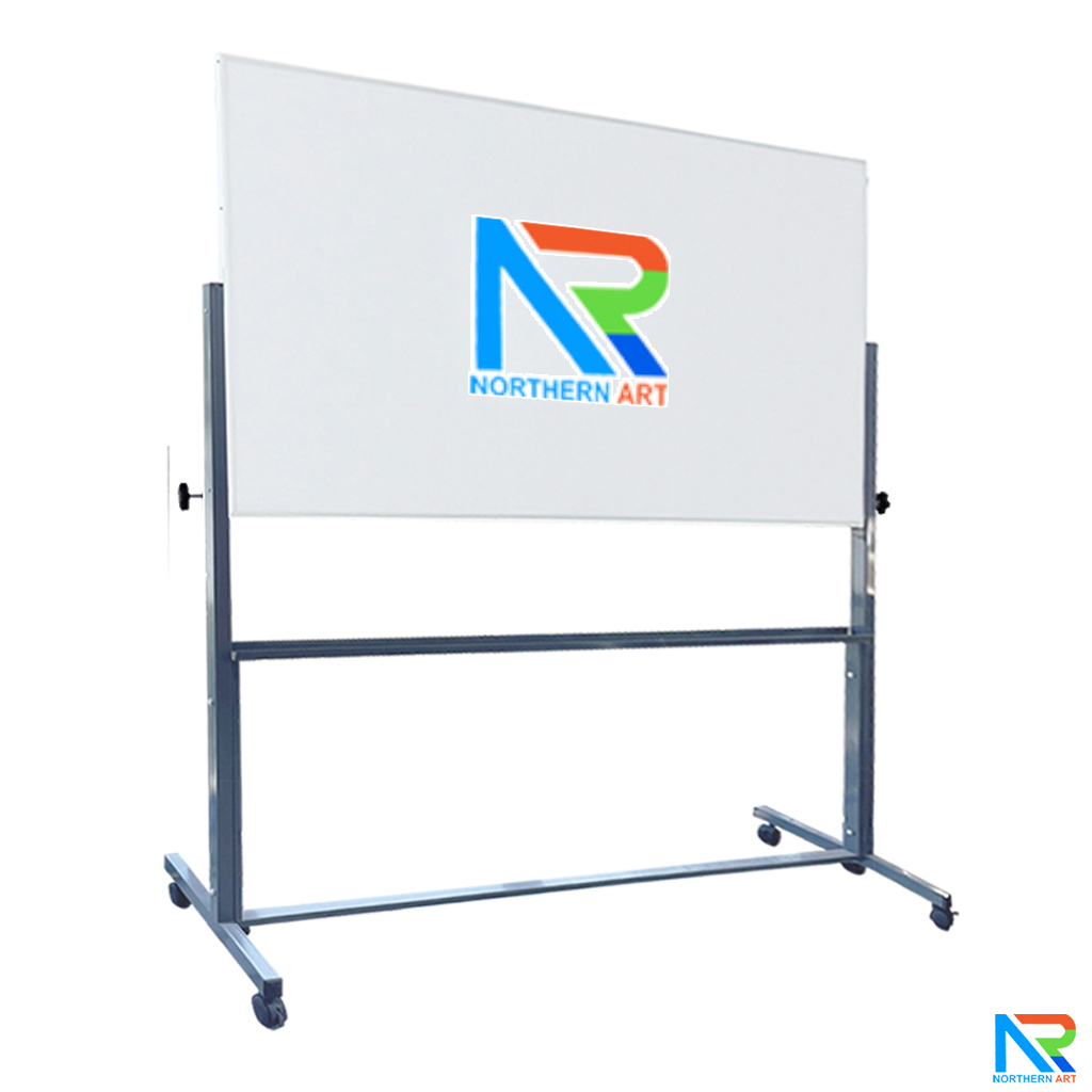 กระดานไวท์บอร์ด ตั้งพื้น 1 ด้าน ขนาดเฟรม (W)120 x (H)90 cm.พร้อมล้อและเบรค หมุนบอร์ดได้