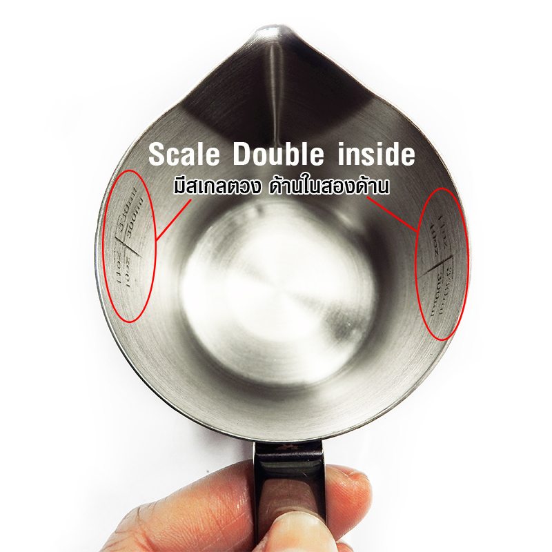 เหยือกเทฟองนมสแตนเลส ไอมิกซ์ มีสเกลด้านใน ขนาด 350 ซีซี (แบบหนา)