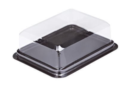 กล่องพลาสติก กล่องใส่ขนม ฐานสีน้ำตาล + ฝาสีใส รหัส E-106 จำนวน 100ใบ (สอบถามราคาทาง Line : @kccfood)