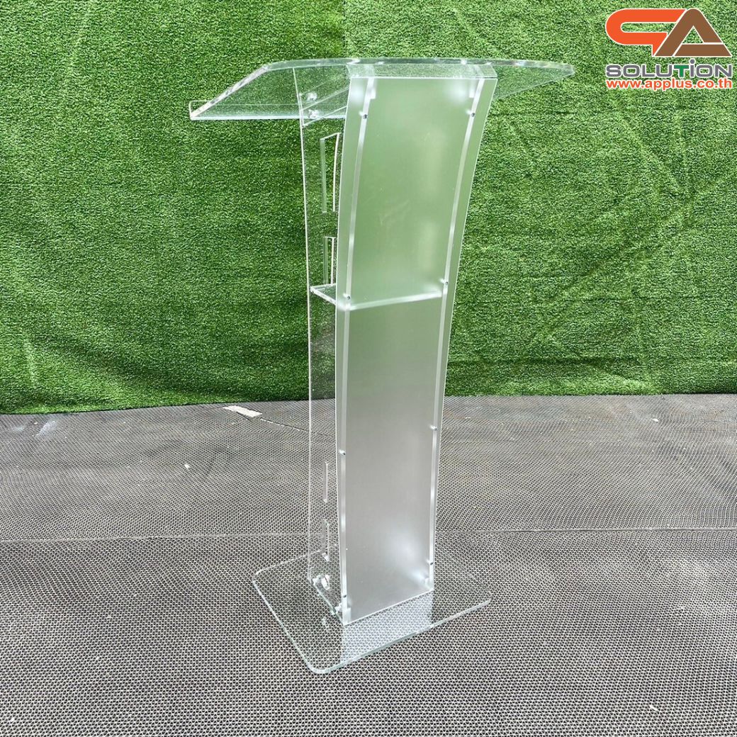 โพเดียมอะคริลิคใส รุ่น AC-12 ด้านหน้าอะคริลิคฝ้า TOP เอียง ขนาด(W)60 x (L)45 x (H) 113 cm.