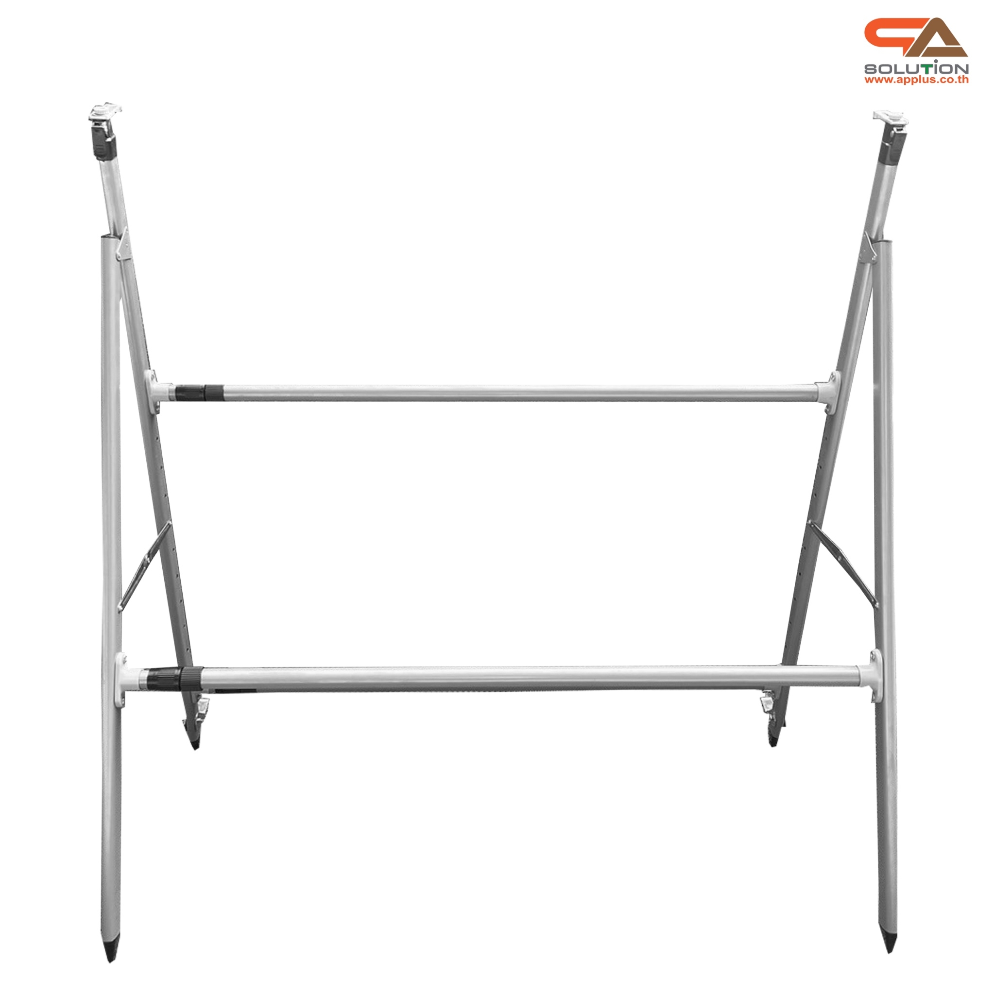 ขาตั้งป้าย ปรับขนาดได้ วัสดุอะลูมิเนียม ถอดประกอบได้ เคลื่อนย้ายสะดวก รองรับขนาดงานพิมพ์ (W) 120-240 x (H) 60-145 cm.
