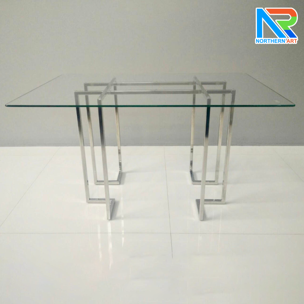เช่าโต๊ะกลาง โครงาแตนเลส TOP กระจก ขนาด (W)80 x (D)50 x (H)46 cm.
