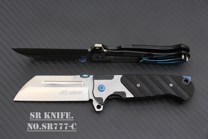 มีดพับ SR KNIVES รุ่น SR777C New divide. ใบ Stainless Steel 5Cr13MOV ด้ามจับ G10 แท้ระบบเฟรมล็อค สำเนา