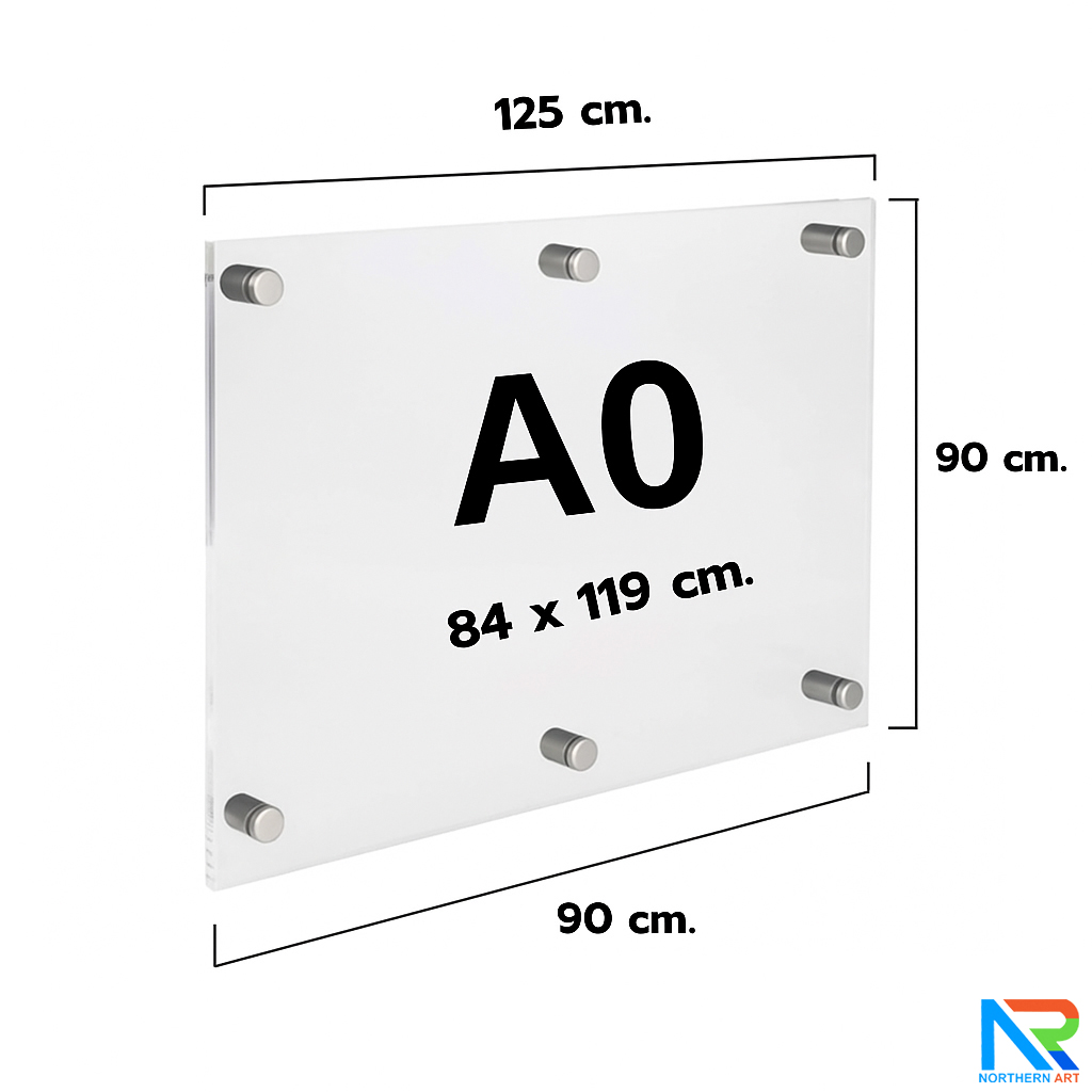 กรอบรูป อะคริลิคใสติดผนัง อะคริลิคสองแผ่นประกบกันยึดแน่นด้วยหมุดทั้ง 4 มุม รูปภาพใส่ตรงกลางระหว่างอะคริลิค ติดตั้งง่าย