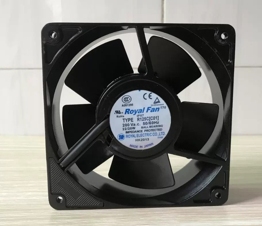 R125C (C01) AC200V 50/60Hz 22/20W ROYAL FAN Size: 120x120x38mm.