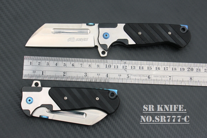 มีดพับ SR KNIVES รุ่น SR777C New divide. ใบ Stainless Steel 5Cr13MOV ด้ามจับ G10 แท้ระบบเฟรมล็อค สำเนา