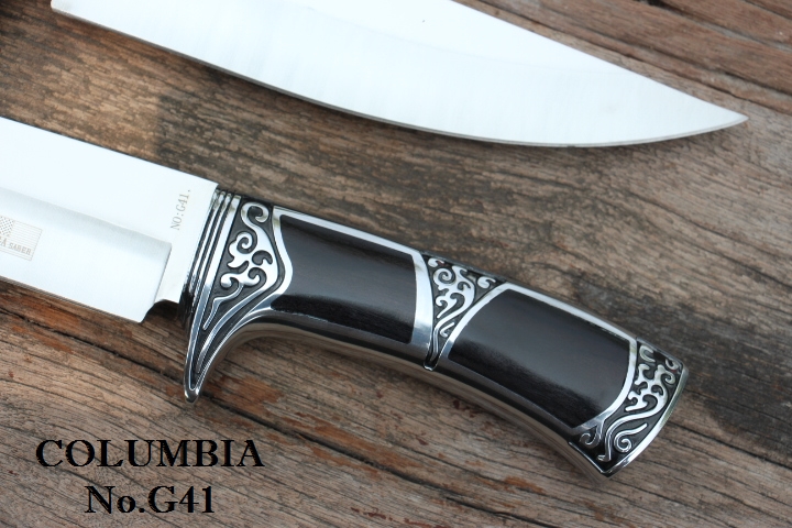 มีดใบตาย COLUMBIA รุ่น G41 ด้ามจับ ลายคลาสสิค ไม้เนื้อดำอย่างดี พร้อมซองไนลอน