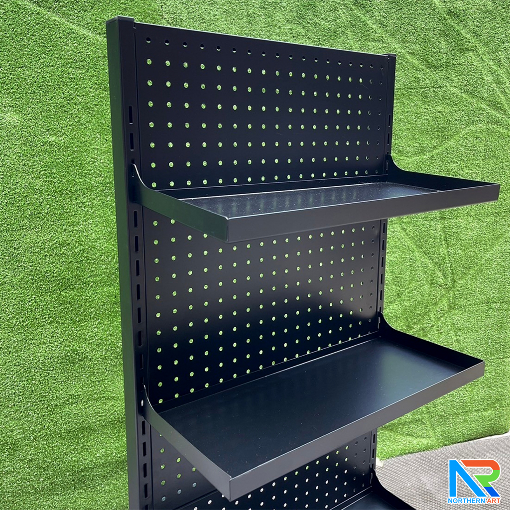 เช่าชั้นวางสินค้าเหล็ก ขนาด(W)50 x (D)25 x(H)150 cm. สีดำ ปรับจำนวนชั้นและขอแขวนได้ตามความต้องการ