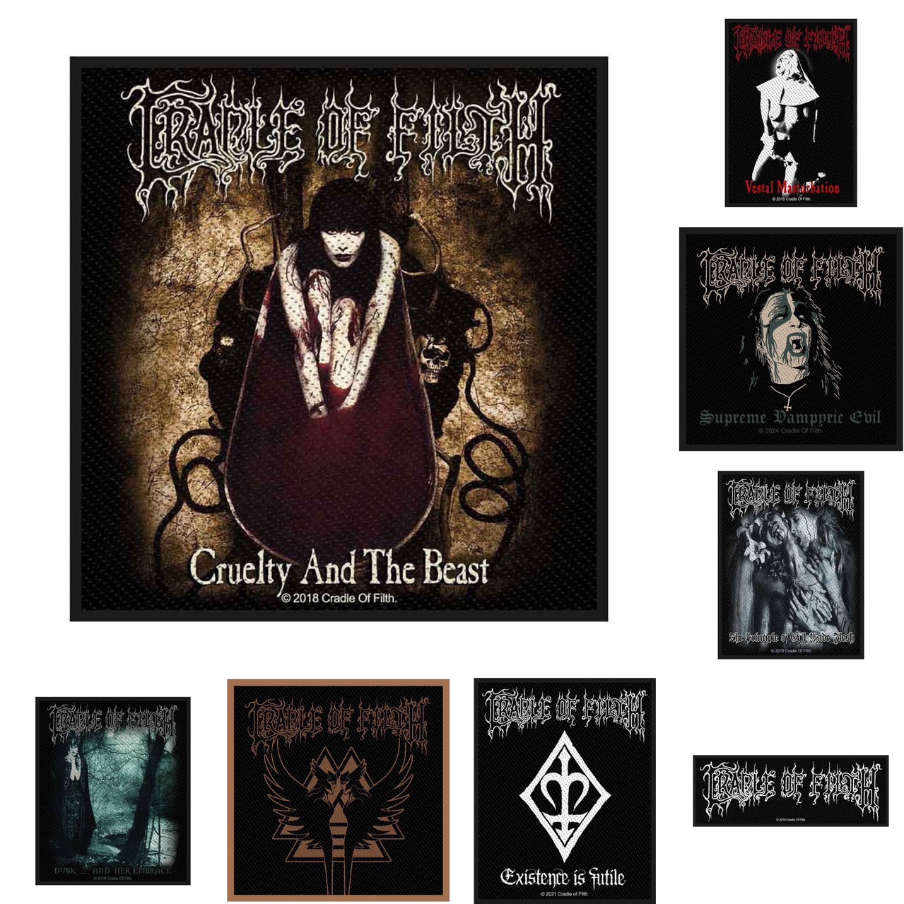 🎸 PREORDER อาร์มวง CRADLE OF FILTH PATCH (STANDARD) ลิขสิทธิ์แท้ | รวมลายสุดคลาสสิกจาก UK 🇬🇧