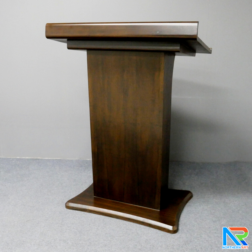 โพเดียมไม้ ยืนคู่ TOP เอียง สีโอ๊ค ขนาด (W)90 x (L)55 x (H)124 cm.