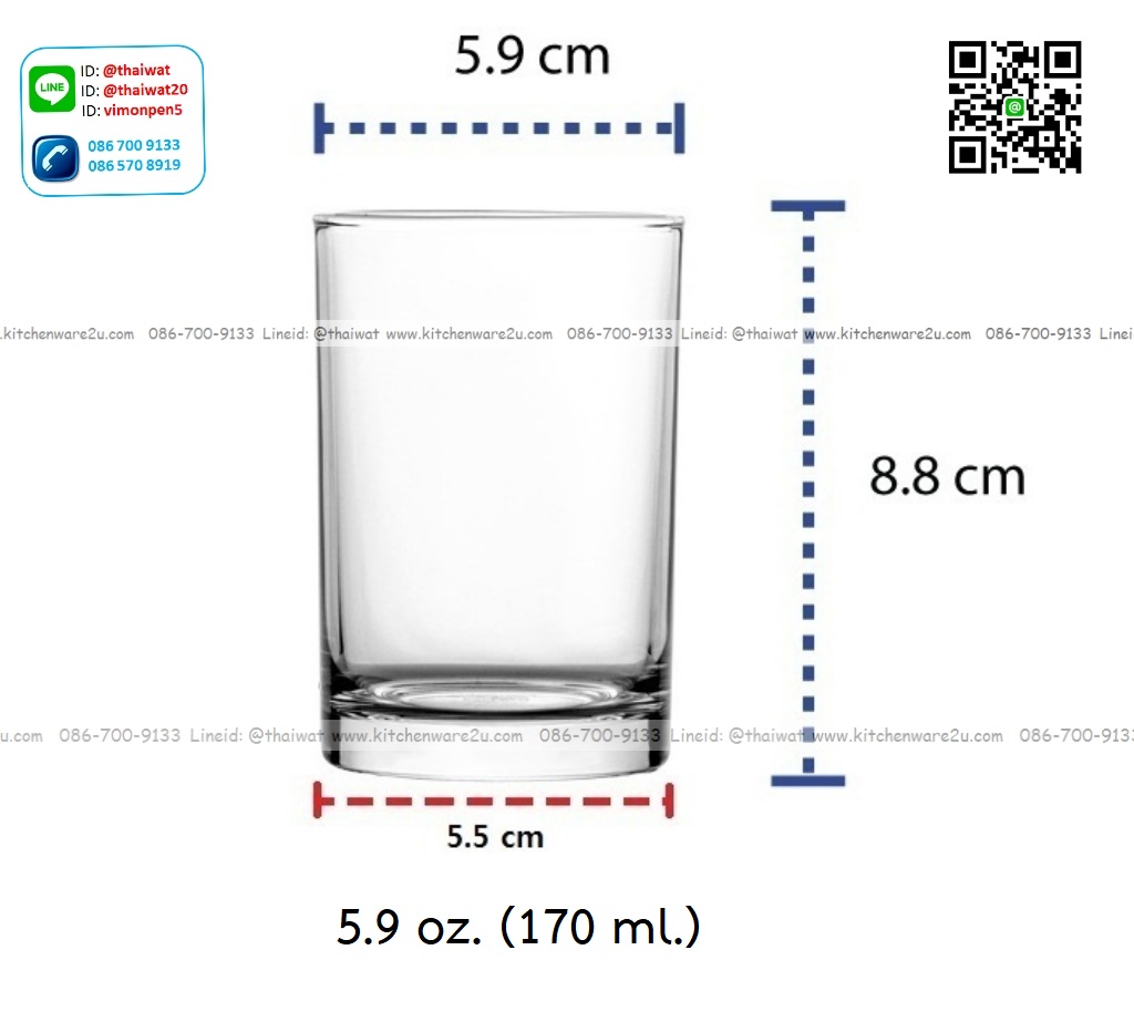 P12130 แก้วใส 5.9 oz. (170 ml.) No.103006 ราคาขายส่งต่อ 1 ลัง: 72 ใบ: 870 บต่อลัง