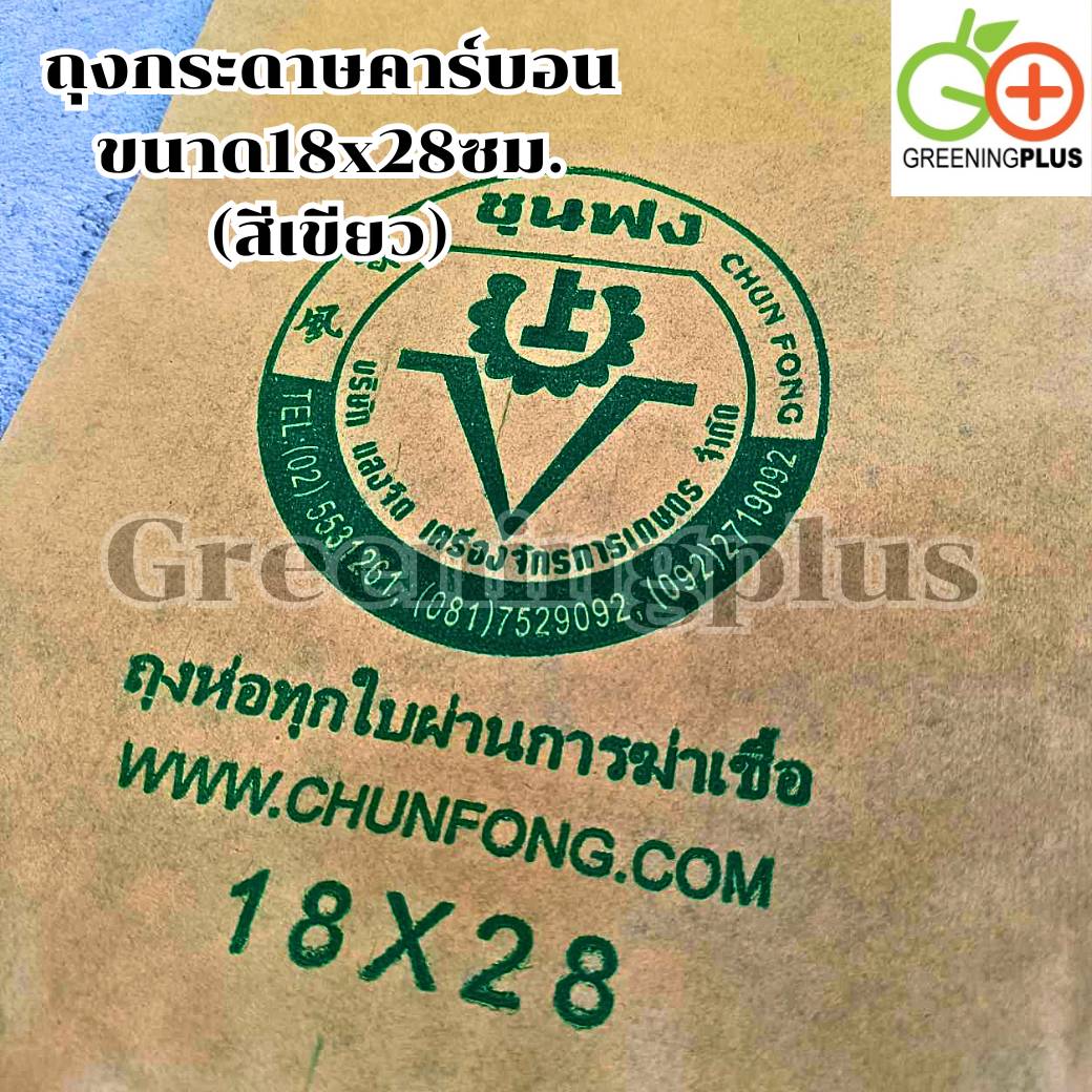 ถุงกระดาษคาร์บอน ขนาด18x28ซม. (สีเขียว) 50ใบ/แพ็ค