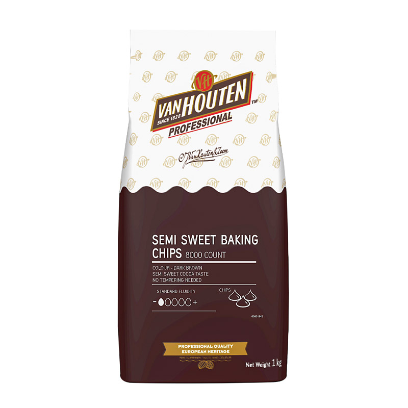 Van Houten (VH) - เซมิ สวีท ดาร์ก คอมพาวด์ Semi Sweet Dark Compound ขนาด 1 กิโลกรัม