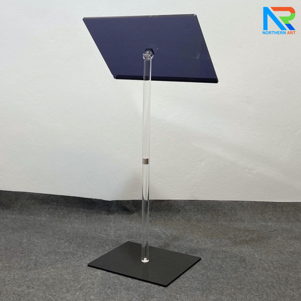 CLEARANCE SALE! เมนูสแตนด์ อะคริลิคสีดำใส TOP ปรับเอนได้ ขนาด (W)60 x (D)40 x (H)120 cm. อะคริลิคหนา 10 มม. ถอดประกอบได้