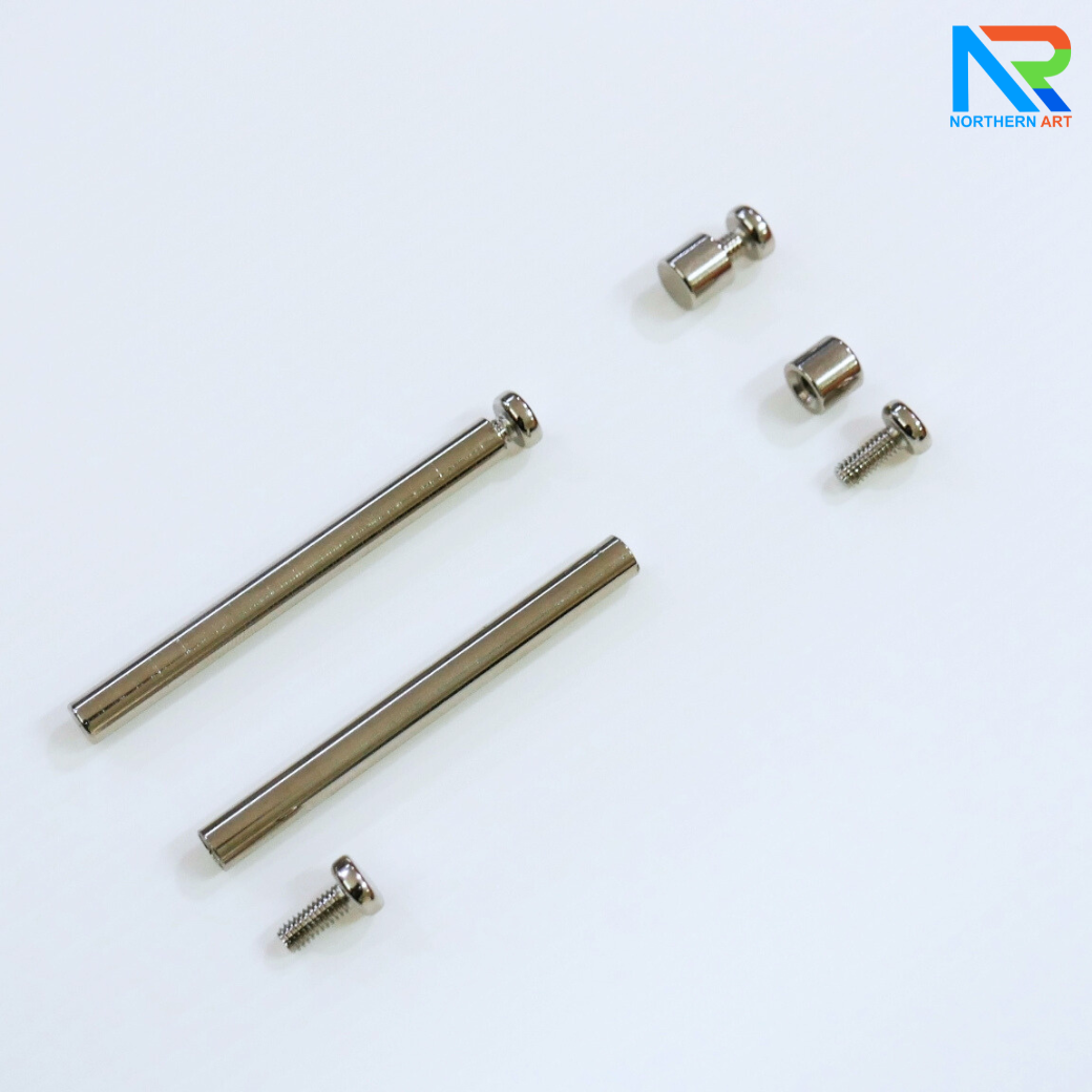 หมุดสแตนเลส หมุดตั้งกรอบรูป สีเงิน ( 1 ชุด 4 ตัว สั้น 2 ยาว 2 ) สำหรับกรอบรูปอะคริลิค (สั่งขั้นต่ำ 4 ชุด)