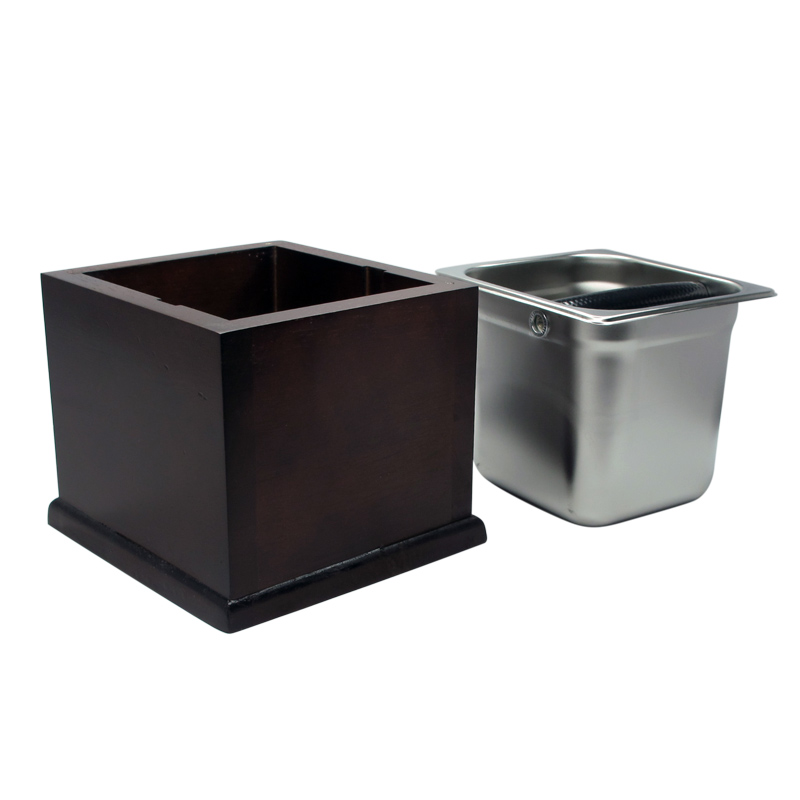 อ่างเคาะกากกาแฟ +กล่องไม้ตั้งอ่างเคาะกาก สูง 16.5 (ตัวใหญ่)