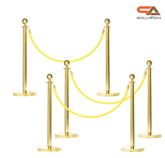 เช่าเสากั้นบริเขต สแตนเลสหัวกลมสีทอง พร้อมสายผ้าคล้อง สีแดง ดำ เทา เหลือง เขียว น้ำเงิน ม่วง ชมพู ขาว ส้ม ( ราคาต่อเสา )