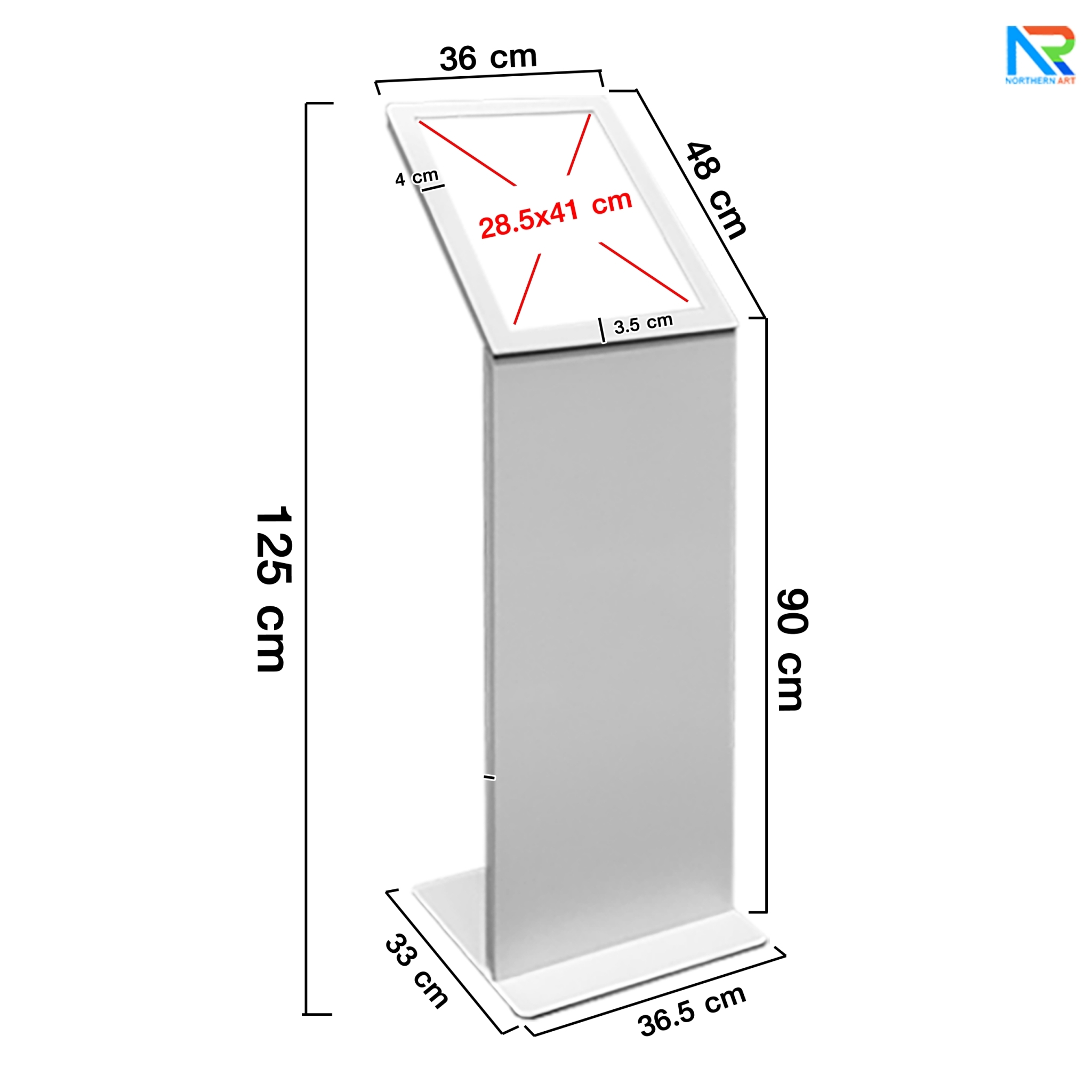 โปสเตอร์สแตนด์ ตั้งพื้น A3 สีขาว รุ่นโชว์รูมรถยนต์ สอดงานพิมพ์ด้านบน เปลี่ยนงานพิมพ์ง่าย ฐานมั่นคงแข็งแรง