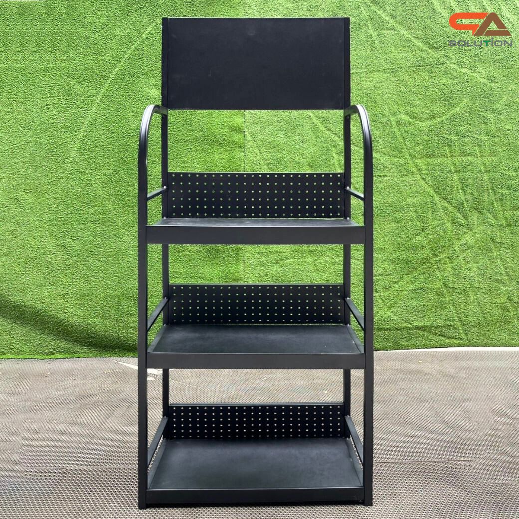 ชั้นวางสินค้าเหล็ก 3 ชั้น สีดำ ขนาด (W)60 x (D)30 x (H)150 ซม. ถอดประกอบได้