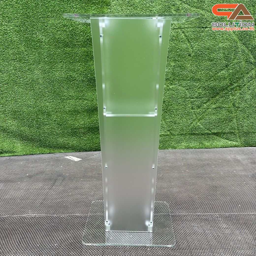 โพเดียมอะคริลิคใส รุ่น AC-11 ด้านหน้าอะคริลิคฝ้า TOP ตรง ขนาด (W)47 x (L)37 x (H)100 cm.