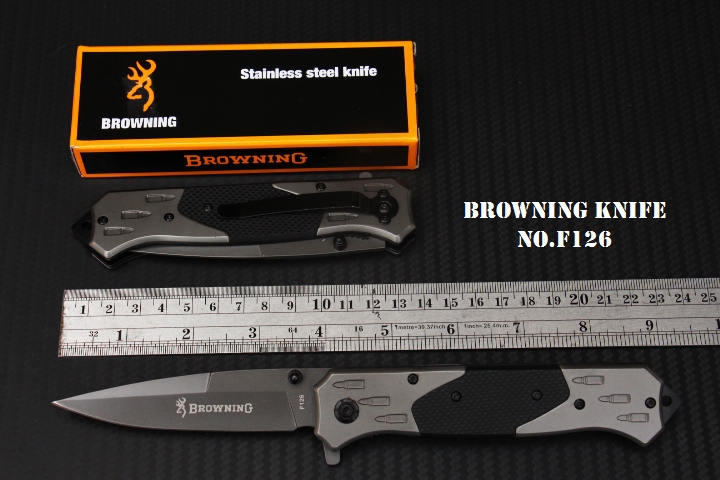 มีดพับ BROWNING F126 ใบมีดปลายแหลม 5Cr15mov ด้ามจับ G10 แท้สีดำด้าน