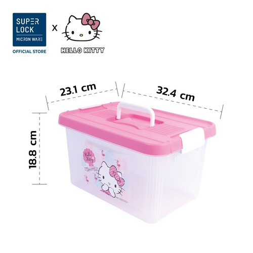 P12162 กล่องอเนกประสงค์ มีหูหิ้ว ลายลิขสิทธิ์แท้ (23*32*18 cm) คิตตี้ สีชมพู ความจุ 8.5 ลิตร รุ่น 6642 ราคาขายส่งต่อ 1 โหล : 12 ใบ: เฉลี่ย 125 บต่อใบ