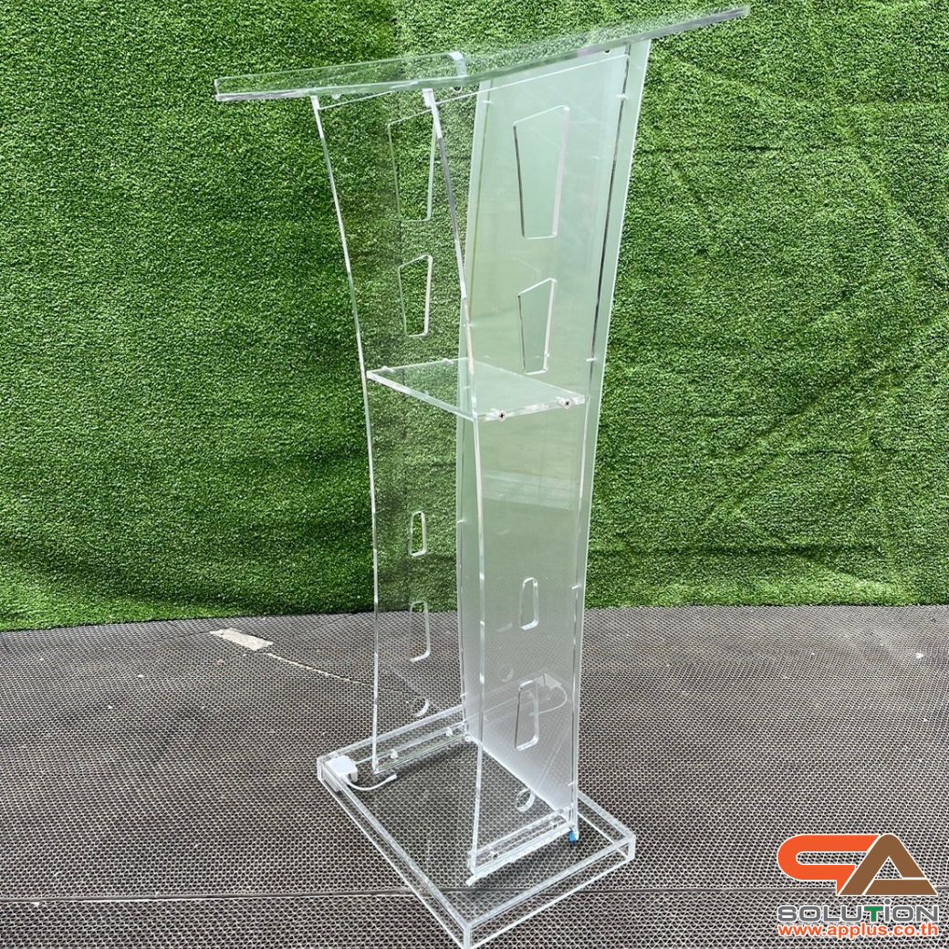 โพเดียมอะคริลิค เรืองแสงLED เปลี่ยนสีได้ พร้อมรีโมท TOP เอียงพร้อมกันตก ขนาด(W)60 x (L)40 x (H)114 cm.