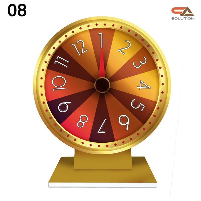 เกมส์วงล้อตั้งโต๊ะ ขนาดวงล้อ 40 ซม. สูง 56 ซม. วัสดุพลาสวูดสีขาว หนา 8-15 มม. ถอดประกอบได้