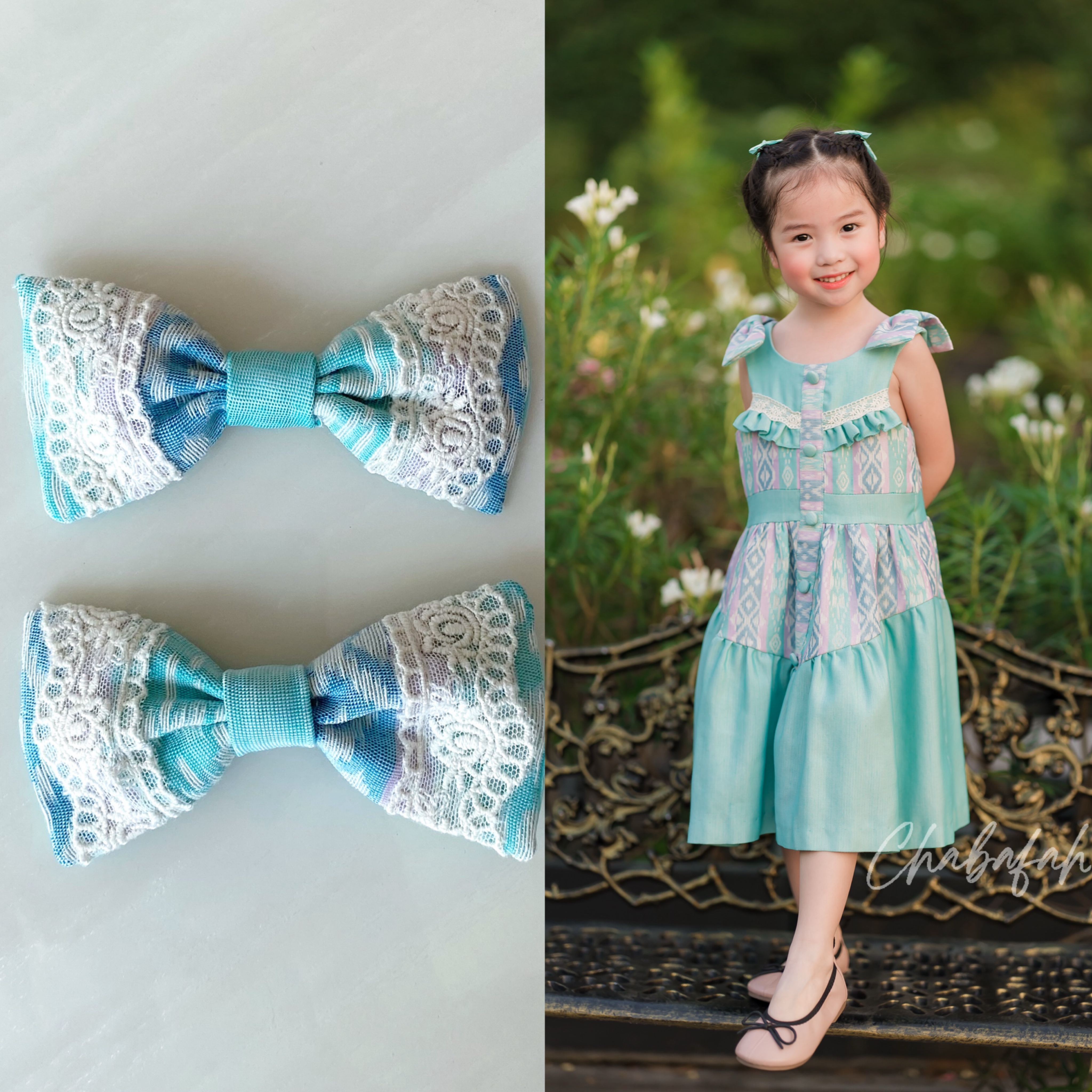 (ขายเป็นคู่) กิ๊ฟติดผมผ้าไทย แบรนด์ Chabafah