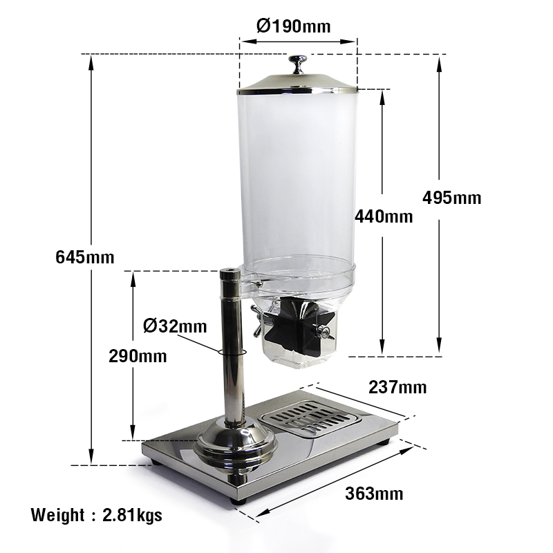 เครื่องจ่ายซีเรียล เครื่องจ่ายธัญพืช แบบโถเดี่ยว