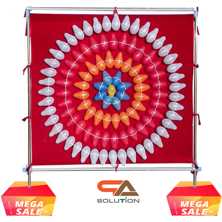 เช่าเกมส์ปาลูกโป่ง ขนาด 1.50x1.50 ม. อุปกรณ์ผ้ากำมะหยี่สีแดง ชุดเสา ลูกโป่ง 500 ใบ และ ลูกดอก 1 ชุด(10ดอก)