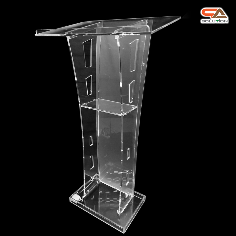 โพเดียมอะคริลิค เรืองแสงLED เปลี่ยนสีได้ พร้อมรีโมท TOP เอียงพร้อมกันตก ขนาด(W)60 x (L)40 x (H)114 cm.