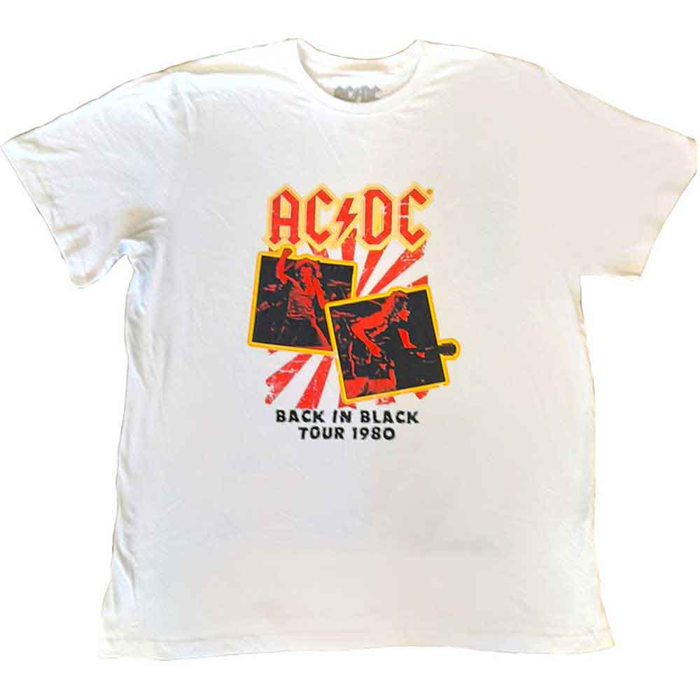 AC/DC Unisex T-Shirt: Back in Black Tour 1980 WHITE