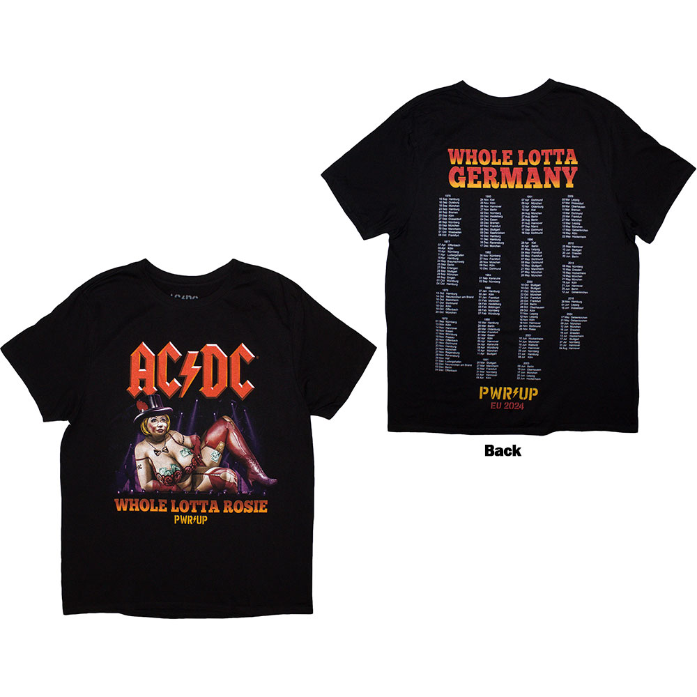 AC/DC Unisex T-Shirt: Whole Lotta Germany PWR-UP EU Tour '24 (Back Print & Ex-Tour) GREY
