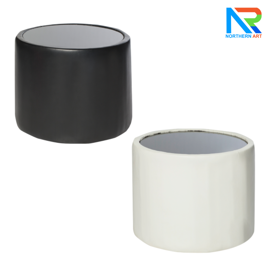 เช่าโต๊ะกลางทรงกลม หุ้มด้วยหนัง มี 2 สี ขาวและดำ พร้อม Top กระจก