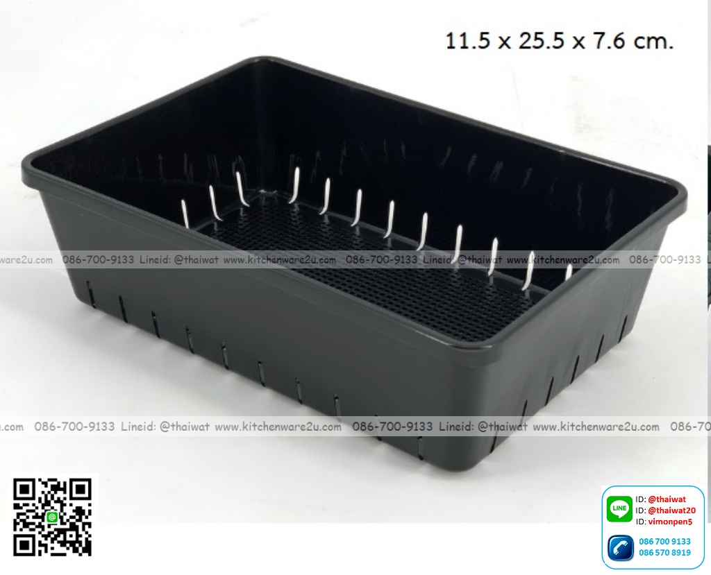 P11672 ถาดเพาะชำเล็ก (11.5 x 25.5 x 7.6 cm.) สีดำ No.1110 (ราคาขายส่งต่อ 16 โหล: 192 ใบ: เฉลี่ย 100 บต่อโหล)