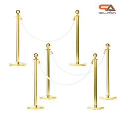 เช่าเสากั้นบริเขต สแตนเลสหัวกลมสีทอง พร้อมสายผ้าคล้อง สีแดง ดำ เทา เหลือง เขียว น้ำเงิน ม่วง ชมพู ขาว ส้ม ( ราคาต่อเสา )