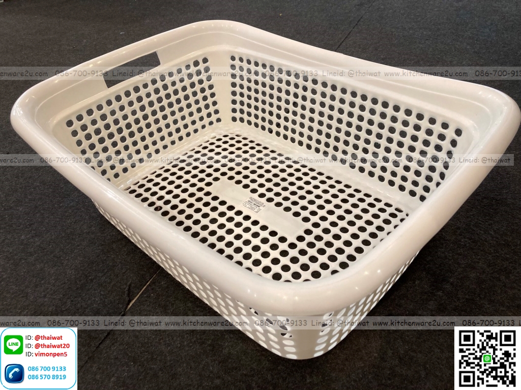 P11390 ตะแกรงเหลี่ยม (36 x 49 x 17 cm.) เกรดเอ สีขาว No.800 (ราคาส่งต่อ 1 โหล: 12 ใบ:เฉลี่ย 70 บต่อใบ)