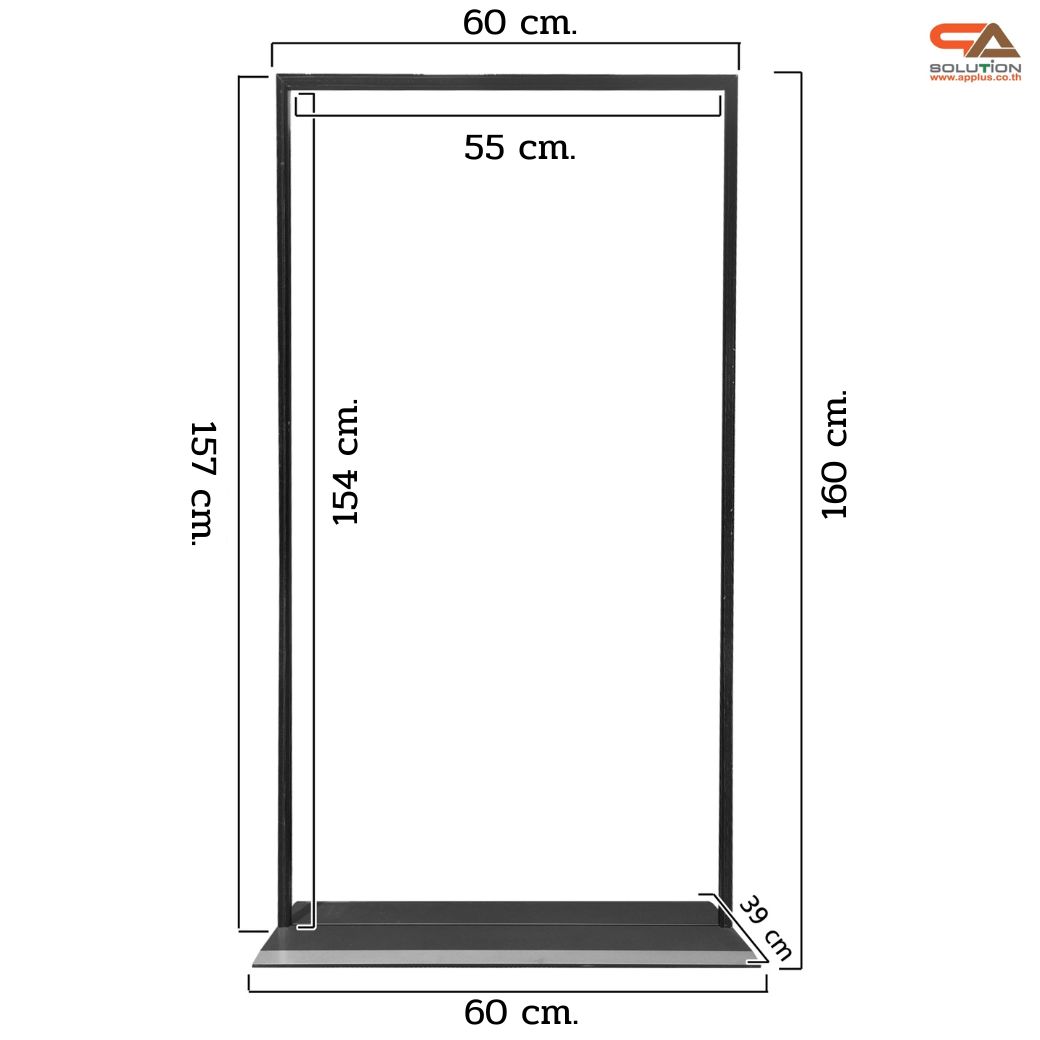 ป้ายตั้งพื้น ฐานเหล็กสีดำ ขนาด (W) 60 x (H) 160 cm. โชว์งานพิมพ์ 2 ด้าน ถอดประกอบได้ เคลื่อนย้ายสะดวก