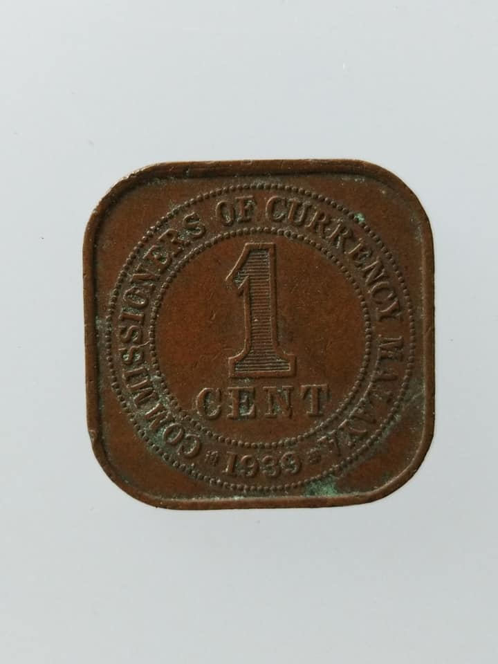 C095 เหรียญ 1 cent malaya 1939